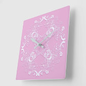 Retro rosa Spitzemit blumenentwurf Quadratische Wanduhr (Winkel)
