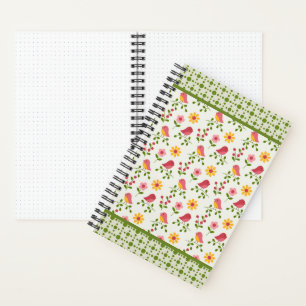Retro Rosa Spring Birds Panel Journal Notizblock