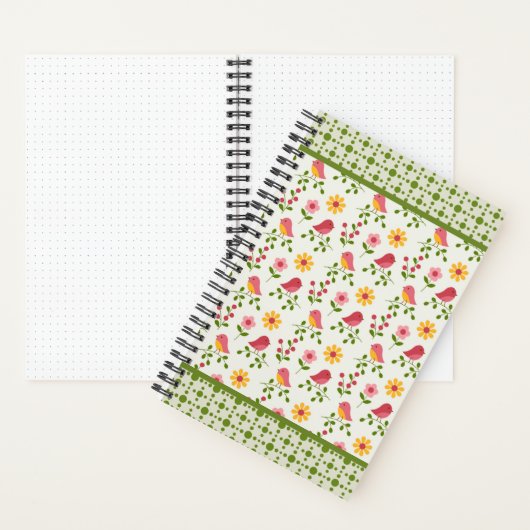 Retro Rosa Spring Birds Panel Journal Notizblock (Innen)