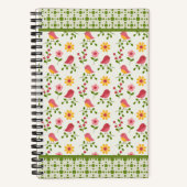 Retro Rosa Spring Birds Panel Journal Notizblock (Vorderseite)