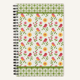 Retro Rosa Spring Birds Panel Journal Notizblock