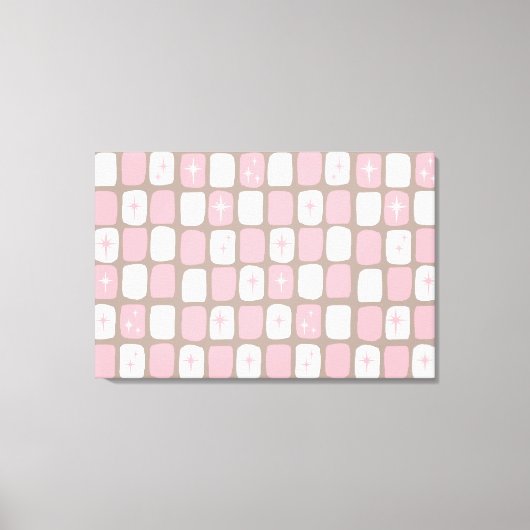 Retro-Rosa-Sternenexplosion auf Leinwand (Vorderseite)