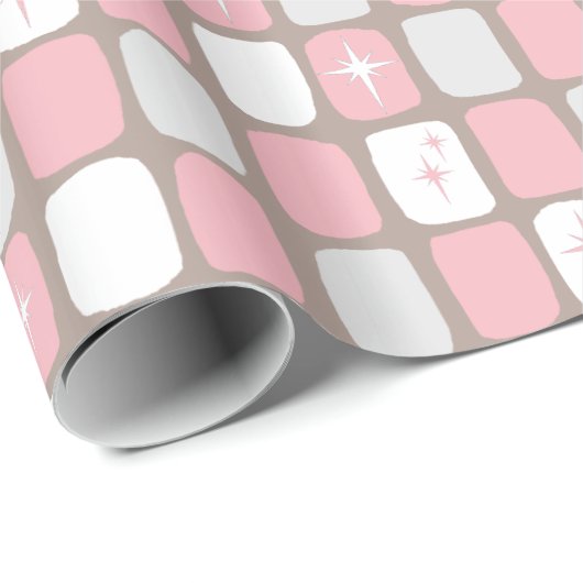 Retro rosa Sternexplosion-Verpackungs-Papier Geschenkpapier (Rolleneckpunkt)