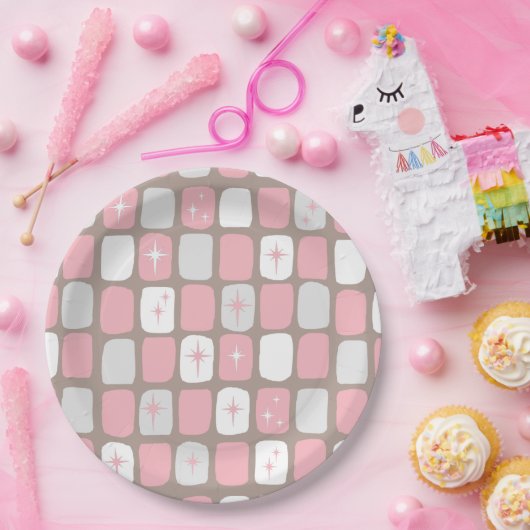 Retro-Rosa-Sternexplosionen Papier-Teller Pappteller (Party)