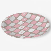 Retro-Rosa-Sternexplosionen Papier-Teller Pappteller (Schrägansicht)