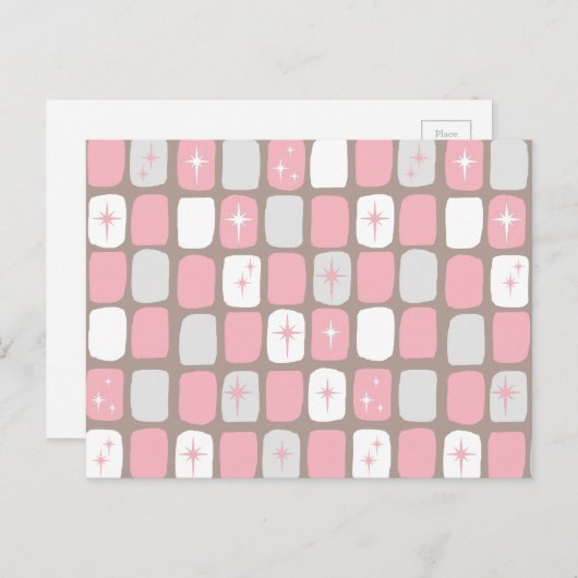 Retro Rosa Sternexplosionen Postkarte (Vorne/Hinten)