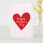 Retro Rosa Streifen Rotes Herz Foto Muttertag Karte (Gelbe Blume)