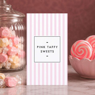 Retro-Rosa-Streifen-Süßwarenladen Visitenkarte