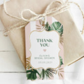 Retro rosa Streifen tropische Bräute danke Geschenkanhänger