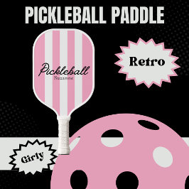 RETRO Rosa Streifen und Blume Name Pickleball Schläger