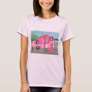 Retro rosa Teardrop-Anhänger-Kunst T-Shirt