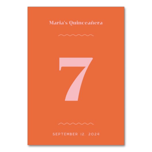 Retro-Rosa-Tischnummer Tischnummer (Rückseite)