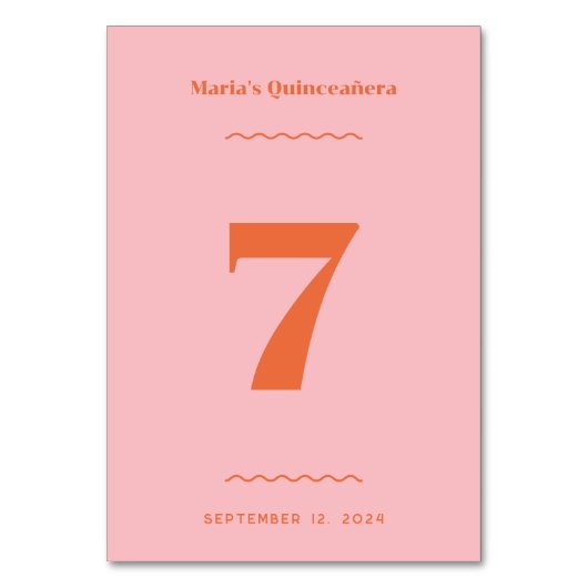 Retro-Rosa-Tischnummer Tischnummer (Vorderseite)