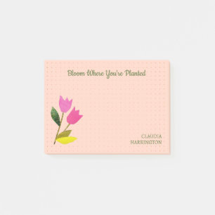 Retro-Rosa-Tulpen-Pastell-Pfirsich-Handillustratio Post-it Klebezettel