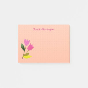 Retro-Rosa-Tulpen-Pastell-Pfirsich-Handillustratio Post-it Klebezettel