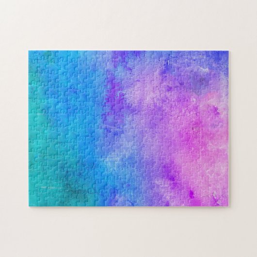 Retro Rosa Türkis Blau Lila Gefärbte Krawatte Puzzle (Horizontal)