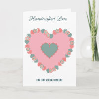 Retro Rosa & Türkis Florales Herz Romantische Gruß
