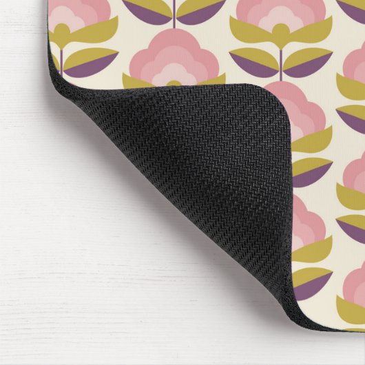 Retro rosa u. lila Blumenmuster Mousepad (Ecke)