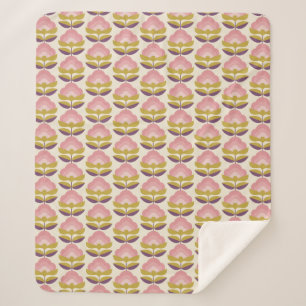 Retro rosa u. lila Blumenmuster Sherpadecke