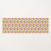 Retro rosa u. lila Blumenmuster Yogamatte (Vorderseite (Horizontal))