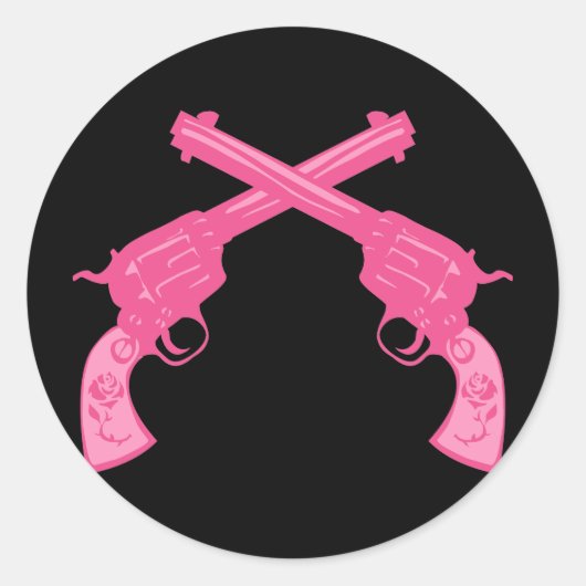 Retro Rosa Überquerte Kolben Runder Aufkleber (Vorderseite)