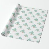Retro-Rosa und Aqua-Ornamente Umschlagpapier Geschenkpapier (Ungerollt)