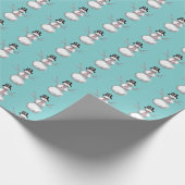 Retro-Rosa und Aqua-Schneemann-Papier Geschenkpapier (Ecke)