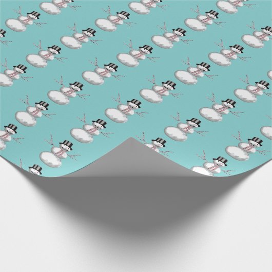 Retro-Rosa und Aqua-Schneemann-Papier Geschenkpapier (Ecke)