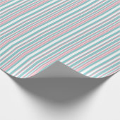 Retro-Rosa und Aqua-Streifen Wrapping Paper Geschenkpapier (Ecke)