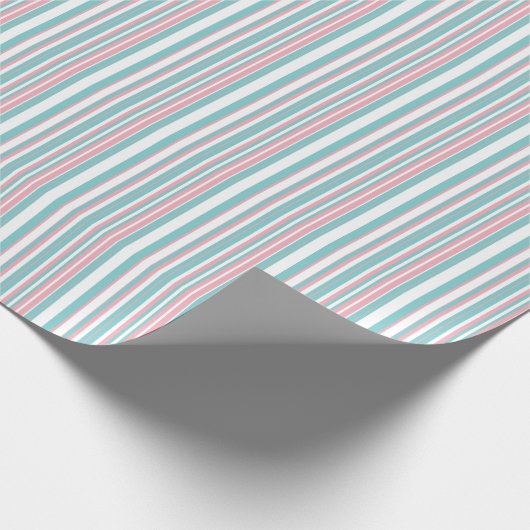 Retro-Rosa und Aqua-Streifen Wrapping Paper Geschenkpapier (Ecke)