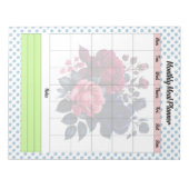 Retro Rosa und Blaue Rose Monatlicher Speiseplan Notizblock (Vorderseite)