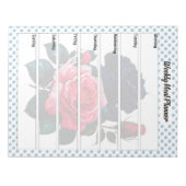 Retro Rosa und blaue Rose Wochenmagazin Notizblock (Vorderseite)