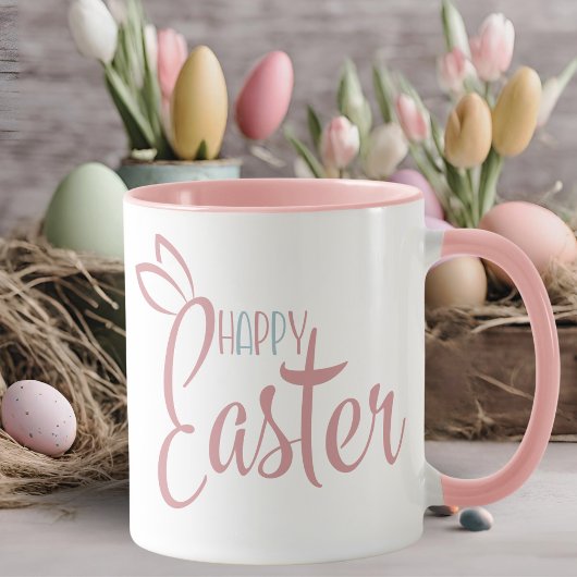 Retro rosa und blauer Pastellton glückliche Oster Tasse