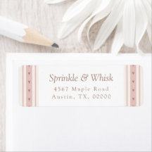 Retro Rosa und Braune Herz Streifen Bäckerei