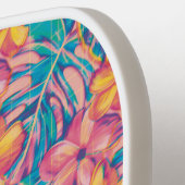 Retro Rosa und Gelb Florals Pickleball Schläger (Linke Seite)