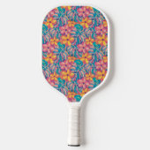 Retro Rosa und Gelb Florals Pickleball Schläger (Rückseite)