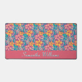 Retro Rosa und Gelb Florals Schreibtischunterlage (Vorderseite)