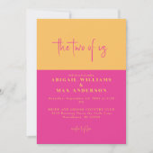 Retro Rosa und Gelbe Blüte Die beiden von uns Hoch Einladung (Vorderseite)