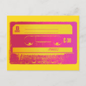 Retro-Rosa und gelbes Kassettenband Postkarte (Vorderseite)