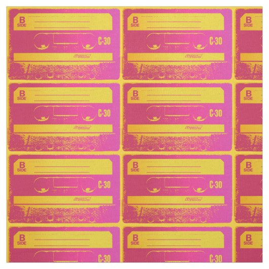 Retro-Rosa und gelbes Kassettenband Stoff (Muster)