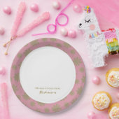Retro Rosa und Gold Floral Frohe Weihnachten Party Pappteller (Party)