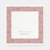 Retro Rosa und Gold Floral Frohe Weihnachten Party Serviette (Vorderseite)