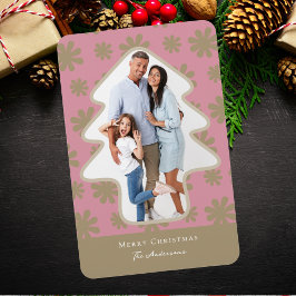 Retro Rosa und goldfarbener Blütenbaum gestapelt F Magnet