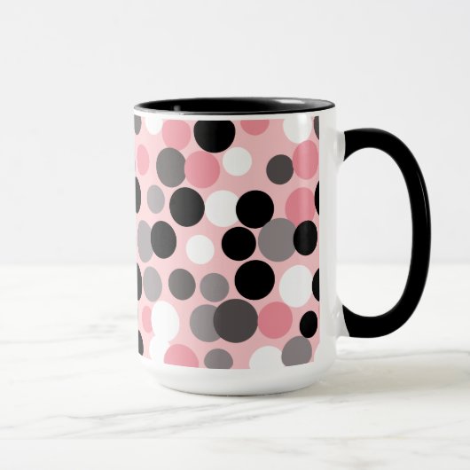 Retro-Rosa- und Graupolka-Dots-Tasse Tasse (Rechts)
