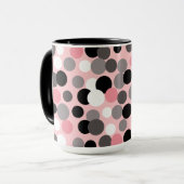 Retro-Rosa- und Graupolka-Dots-Tasse Tasse (Vorderseite Links)