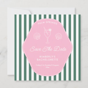 Retro Rosa und Grüne Streifen Beverly Hills Save The Date