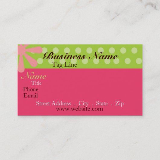 Retro rosa und grüne Visitenkarte (Vorderseite)