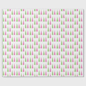 Retro Rosa und grüne Weihnachtsbäume Geschenkpapier (Flach)