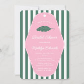 Retro-Rosa und grünes Bananenleaf-Brautparty Einladung (Vorderseite)