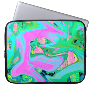 Retro Rosa und Hellblau Liquid Art auf Hydrangea Laptopschutzhülle